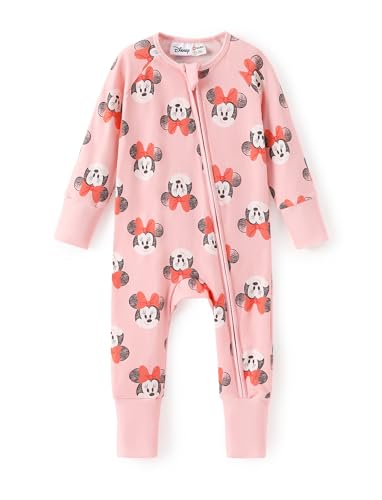 Disney Princess Ariel Belle Moana Mickey Minnie Baby Organic Cotton Footie Zipper Pajamas Newborn Infant Romper