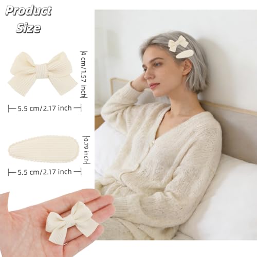 Set 4 piezas pinzas lazo tejido blanco para cabello miniatura 4