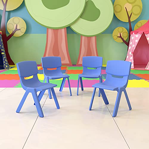 Image of Flash Furniture Whitney 4 Pack Blue Plastic Stackable School Chair with 10.5'' Seat Height