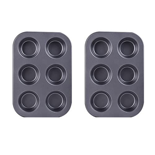 djgkENVQ Fuente para hornear, Juego de 2 moldes premium for cupcakes, molde antiadherente for muffins, mini muffins y panqueques.(Black)