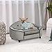 PawHut Haustiersofa, Hundebett, Hundematte, Hundesofa, Naturholz+Plüsch, Grau, 66,5 x 45 x 35,5 cm
