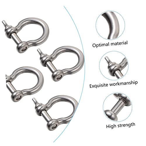 Gatuida 8 Pcs Bow Buckle Shackles for Lifting Hangers Mounting Winch Ring Clasp Construction Vice Hook Carabiner Clip Large Door Solder Warehouse Anchor Clamps Tow Stainless Steel Silver