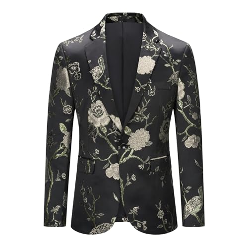 Blazer Homme Brodé Veste de Costume Ajustée pour Éviter un Look de Soirée Trop Terne