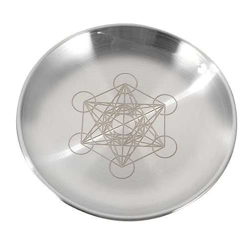 LIFKOME Plato Altar Metalizado Pentagrama Decorativo Redondo De Acero Inoxidable para Candelas y Ceremonias Centro De Mesa para Rituales y Almacenaje