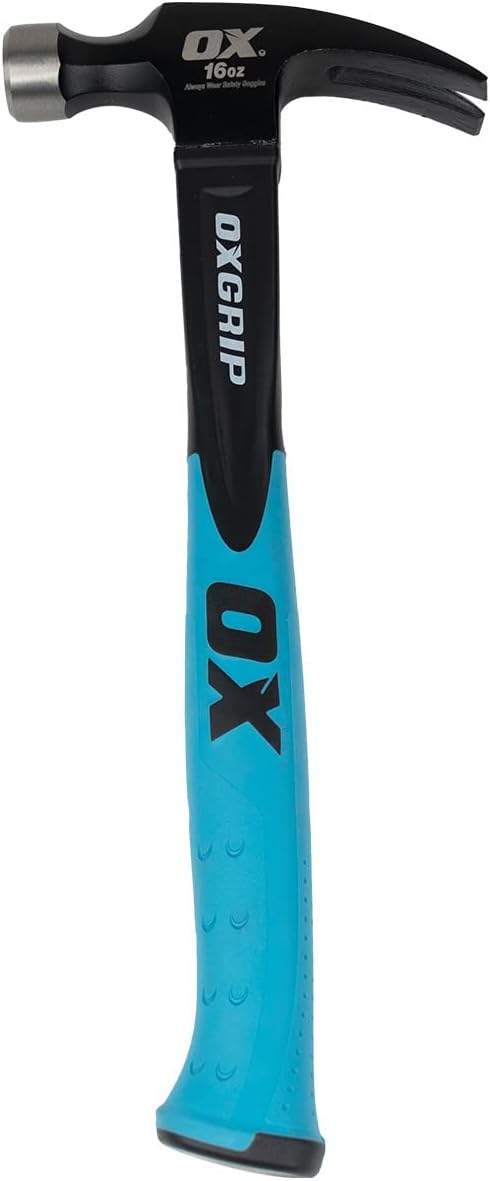 OX TOOLS T086016 Trade 16-Ounce Fiberglass Handle Straight Claw Hammer
