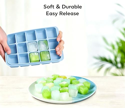 Bandeja de cubitos de hielo de silicona con tapa, 1 unidad 15 cubos miniatura 2