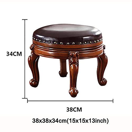 Tabouret de canapé rond multifonction en bois et cuir - 8
