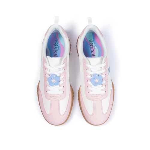 Disney Lilo and Stitch Sneakers &ndash; Adult Casual Lace Up Fashion Comfort Walking Shoes Character Athletic Lifestyle Footwear, Pink, Size 10 Women