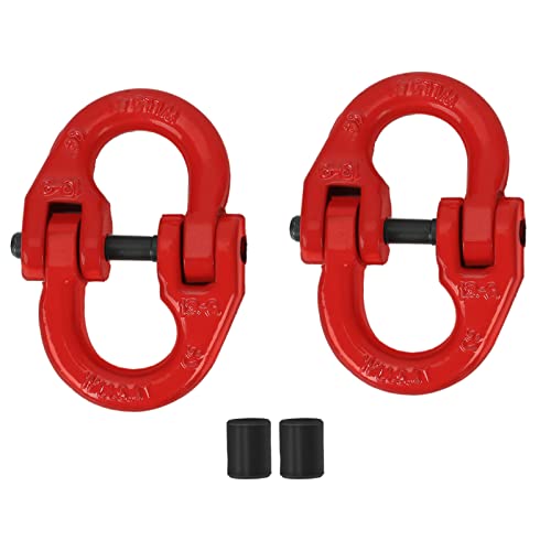 BLACKHORSE-RACING 2PC 1/2 inch Tow Hitch Hammer Lock Safety Chain Connector Link Hammerlock Coupling Link Grade 80 12000 Lbs Loading Red