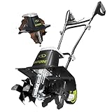 Sun Joe Corded Electric Garden Tiller & Cultivator with Steel Tines, 16', 13.5-Amp Motor - Heavy-Duty Tilling Machine for Lawn, Yard, and Gardening Care, TJ604E