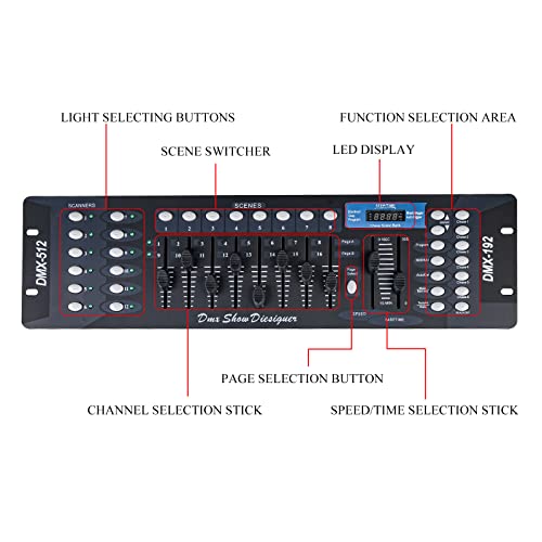 Dmx Controll Lichtmischpult, Dmx Controller 192 Kanäle Dmx Konsole, Lichtmixer Dmx 512 Controller Lichtpult Dmx Pult Dmx Steuerung für Moving Head Licht Par Lights Fog Machine Partylicht Dmx Controler