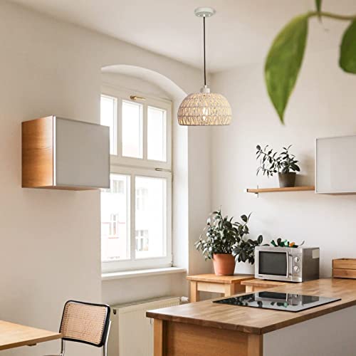Knwjmv Boho Chandelier Light Fixture, Pendant Light Adjustable Hemp Rope Pendant Lights For Kitchen Island Bedroom Living Room Dining Room Farmhouse, 9 Inches E26 Pendant Light #TOP4