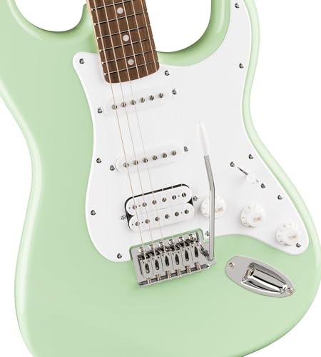 Image of Fender Squier Sonic Stratocaster HSS - Surf Green Bundle with Mustang Micro Headphone Amplifier, Instrument Cable, Tuner, Strap, Picks, and Austin Bazaar Instructional DVD