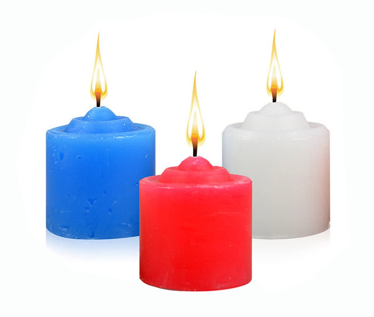 KuTi KaiLow Temperature Candles Wax Dripping Candles Romantic Atmosphere Maker (Short-Blue+White+Red)