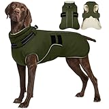 IECOii Winterjacken & Wintermäntel Für Hunde,XXXXL Haken & Schleife Hundejacke,Fleecemantel Hund,Wintermantel Hund Wasserdicht,Wintermantel Für Große Hunde,Einfaches EIN/Ausschalten,Armeegrön,4XL
