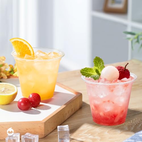 Image of Lamosi 200 Pack 9 oz Clear Plastic Cups, Sturdy & Food Safe Disposable Cups for Cold or Iced Drinks, Dessert, Party or Wedding