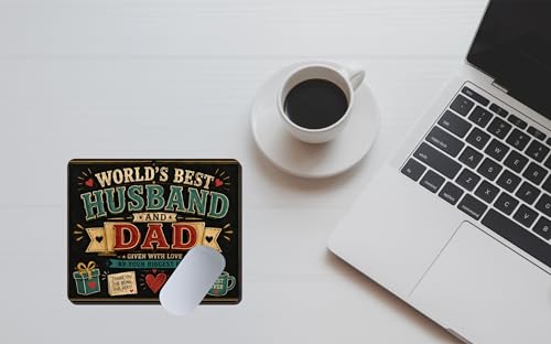 Image of World's Best Husband and Dad Mouse Pad 9 x 7.5 Inch (23 x 19 cm) Mouse Pad | Non-Slip Rubber Base | Smooth Surface