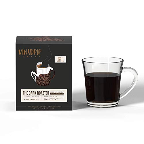 Vinadrip Vietnamese Drip Bag Coffee | Pour Over Coffee, Single - Serve | Dark Roasted | All Natural, Ethically Sourced, Eco Friendly – Pack Of 10