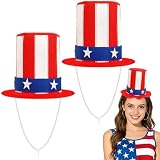 kaiolbly 2 PCS Patriotic Mini Felt Top Hat, 4th of July Uncle Sam Red White Blue Independence Day American Flag Memorial Day Costume Accessories Unisex Adult Party Supplies