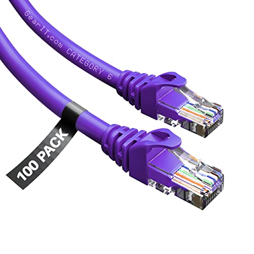 GearIT Cat6 Cable 0.5 ft 6 in (100-Pack) - Cat6 Ethernet Cable, Cat 6 Ethernet Cable, Cat6 Patch Cable, Cat 6 Patch Cable, Cat 6 Cable, Network Cable, Internet Cable - Purple 0.5 Feet