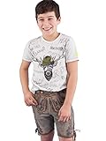 echte Hirschhornknöpfe Krüger Kinderlederhose grau blau Wildbock 89694 110
