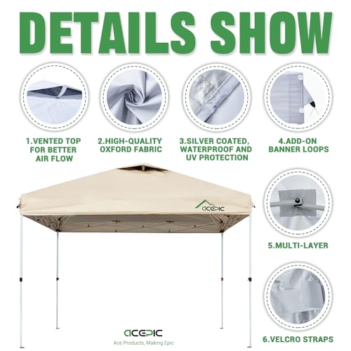 ACEPIC 10x10 Canopy Replacement Top Cover with Air Vent,UPF 50+ UV Protection,300D Silver-Coated Polyester PA Waterproof for Outdoor Garden Patio Canopies(Top Cover Only, Black) by Acepic - Image 3