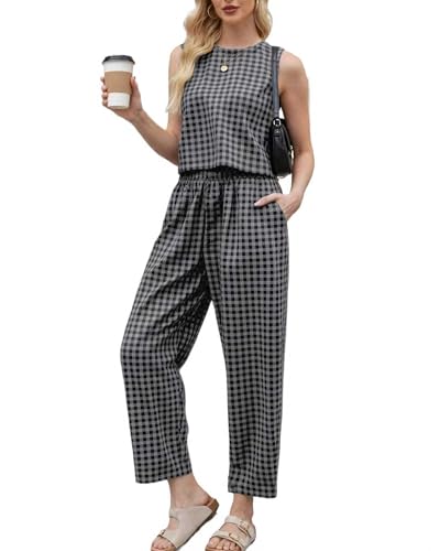2 Piece Sets For Women 2025 Summer Matching Wide Leg Crop Pants Outfits Travel Vacation Beach Lounge Sets