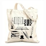 AILOONG Strandtasche aus Polyester-Baumwolle 12 oz dickes Gewebe Bücher Vintage Bibliothek Bücherwurm Universitätsbildung Weißer Lesesaal Hautfreundliches Material 35x40cm Groß
