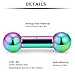 Kridzisw 4G 12mm Straight Barbell Internally Threaded Prince Albert Jewelry Colorful 4 Guage Surgical Stainless Steel Thick Tongue nipple PA Ring Barbell Bar Earring Piercing Jewelry Women Men