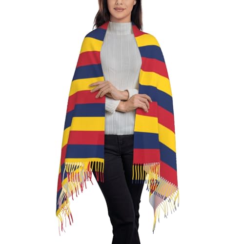 Flag of Chad Print Womens Fall Winter Tassel Scarf Shawls Wraps Long Blanket Scarves Holiday Presents3