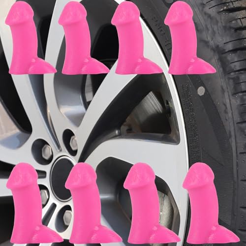 Penis Valve Stem|Creative Funny Valve Stem Caps|Pencil Tire Valve Stem Caps|Dustproof and Waterproof, Durable|Suitable for Cars/Bikes/Motorcycles|Novelty Gag Gifts for Friends&Coworkers(8PCSPink)