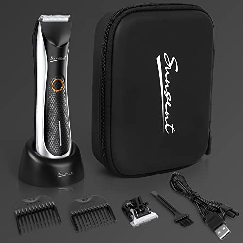 Body Hair Trimmer For Men, Electric Ball Shaver Groomer With Led Light, Adjustable Guard, Waterproof, Rechargeable - Wet/Dry Privates Groomer - Male Groin Hair Trimming Hygiene Razor (Black) #TOP7
