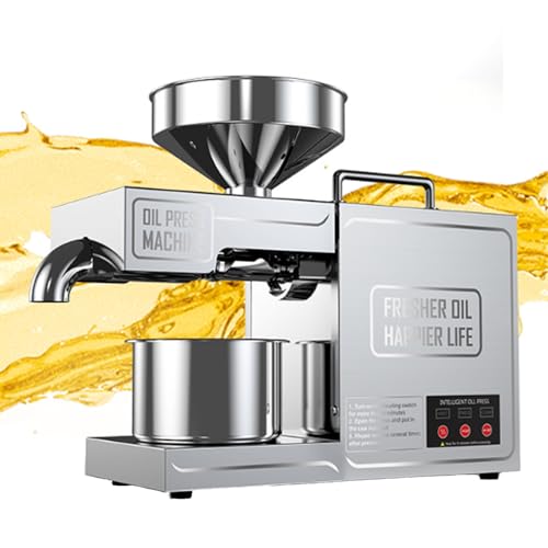 ZyKnaurral Prensa De Aceite Eléctrica, Máquina Automática De Prensa De Aceite Expulsor Doméstica Modos Frío Y En Caliente, con Panel de Control Inteligente para Lino, Maní, SéSamo, Girasol