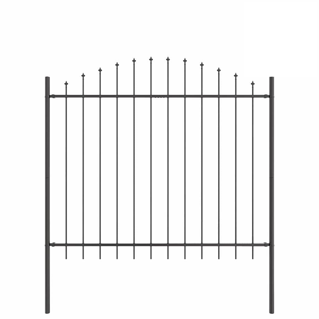 Garden Fence 5pcs Grey 170x190 cm Powder Coated Steel Outdoor Metal Fence Panel Water Resistant Boundary for Backyard Yard Terrace Patio Garden Enclosure Decorative Barrier