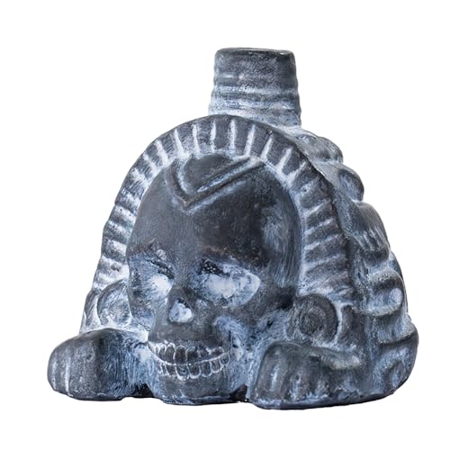 Authentic Aztec Death Whistle - The Lion Skull Shape Handmade Clay Screaming Sound for Halloween Pranks, Scary Gifts (Gray)