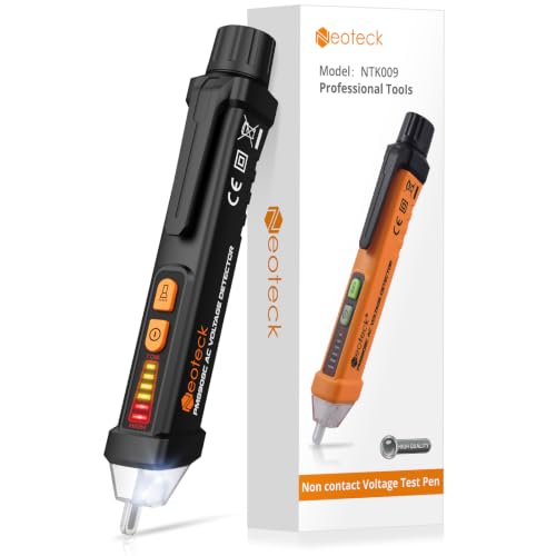 Image of Neoteck 12-1000V AC Non-Contact Voltage Tester Detector with Led Flashlight Buzzer Alarm Live /Null Wire Judgment- Black