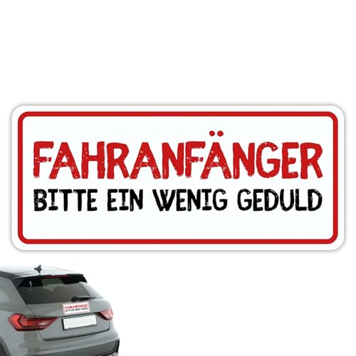 Fahranfänger Magnetschild Anfänger Schild Auto - Fahranfänger Aufkleber, Geschenke zum Führerschein für Auto Anfänger Rückstandslos Abnehmbar Sichtbar Weiß Rot Wetterfest Für Straßenverkehr (23x10cm)