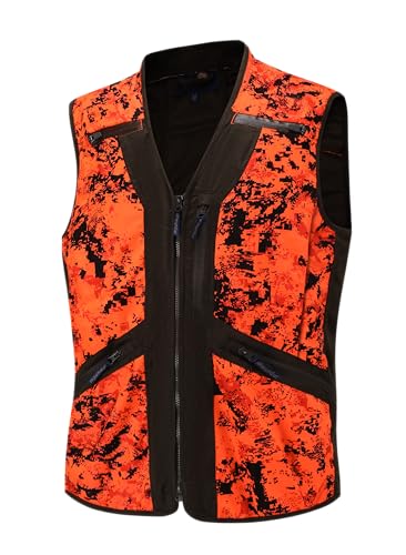 Full mundur Blaze Camo Naranja Chaleco de Caza de Seguridad de Caza Chaleco Ligero para Adultos Unisex, Orange Blaze Camo, L