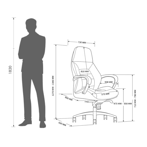 Image of Make My Chairs Boss High Back Ergonomic Leatherette Office Chair with 5 Star Strong Aluminium Base | Directors & MD Chairs | Executive Premium Chair (Brown,3 Years Warranty)