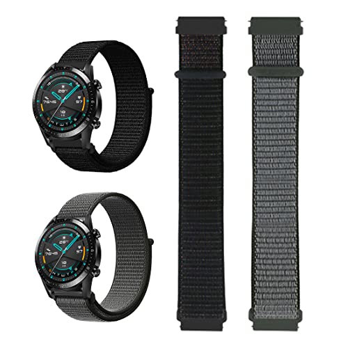 2 Stücke Nylon Fabric Uhrenarmbänder Paare 22mm Armband mit Schnellverschluss Smartwatch Sport Uhren Ersatzarmband Atmungsaktive Watch Ersatzband für Herren Damen Cover