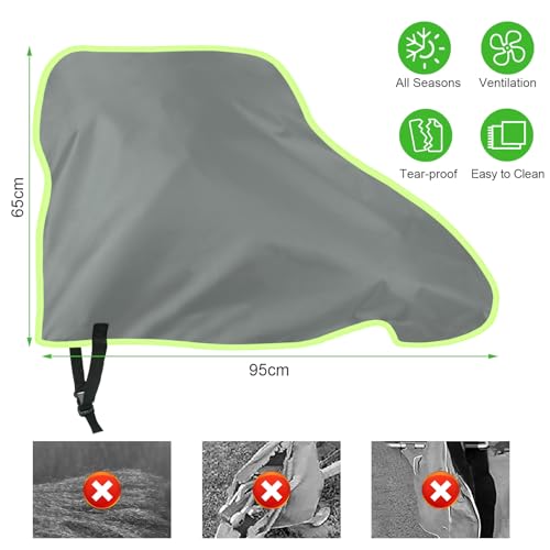 URAQT Deichselabdeckung, Universale Deichselhaube mit Grün Reflexstreifen und Klickverschluss Wetterschutz Plane 420D Deichselschutzhülle für Wohnwagen Wohnmobil und Anhängertypen Grau