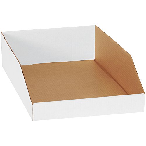 Image of Top Pack Supply Open Top Bin Boxes, 12 inch x 18 inch x 4 1 /2 inch, White (Pack of 50)