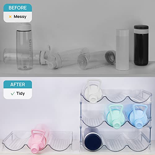 Vtopmart Clear Water Bottle Organizer, 2 Pack Water Bottle Storage Rack Plastic, Stackable Water Bottle Holder, Cup Organizer For Kitchen Cabinet, Countertop, Fridge, Hold 6 Bottles #TOP4