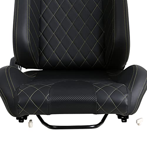 2-Piece Ergonomic Racing Seats: Adjustable Double Slides Ultimate Gaming Seats, Pvc Racing Simulator Game Seats Unleash Your Inner Automotive Racing Seats (Black) #TOP6
