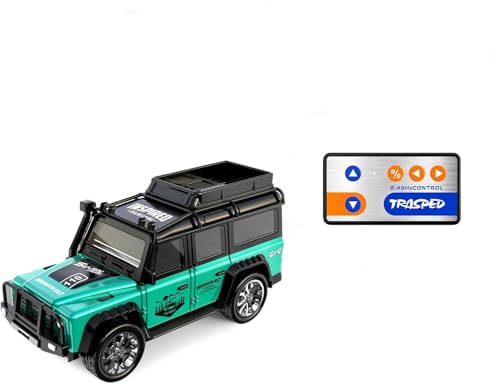 Image of Mini Alloy Off-Road RC Car for Kids 6+ 1:64 Scale Remote Control Car Toys Strip Lights, 2.4Ghz, USB Rechargeable (Green)