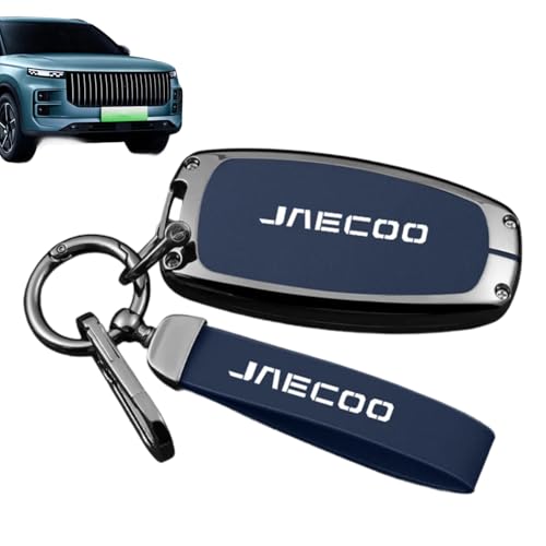 Jaecoo 7 Key Fob Holder Includes Keychain and Screwdriver Jaecoo 7 Key Fob Cover for Jaecoo 7 Car Accessories for Vehicle Key Protection Car Key Cover with Deep Sea Blue Zinc Alloy Full Wrap