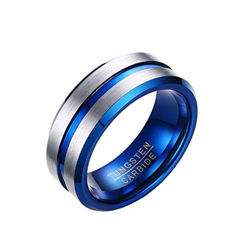 Bague en tungstène 8mm PAURO au fini poli et profil confort haut de gamme pour homme
