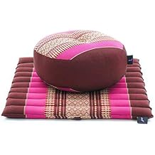 Leewadee Meditation Cushion Set 1 Small Zafu Yoga Pillow and 1 Small Roll-Up Zabuton Mat Filled with Kapok