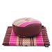 LEEWADEE Mini Set da Meditazione: Piccolo Cuscino Zafu e Tappetino Zabuton, Kit Tailandese per meditare in kapok, Rosso Marrone Rosa Fucsia
