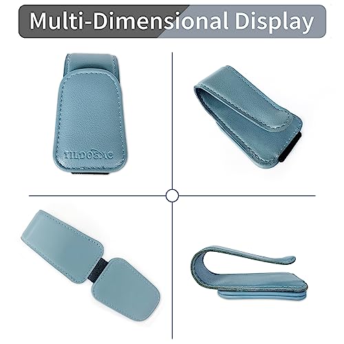 Image of TILDOSAC 2 Pack Sunglasses Holder for Car Visor, Leather Magnetic Sunglass Holder for Car with Clip (Blue+Pink)